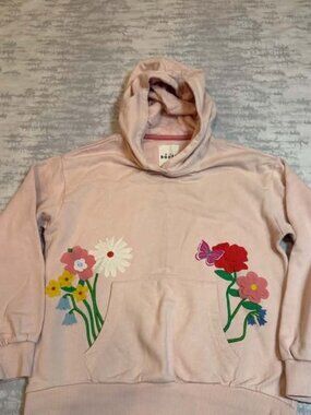 Mini Boden Pink Hoodie Floral Applique 7-8Y
